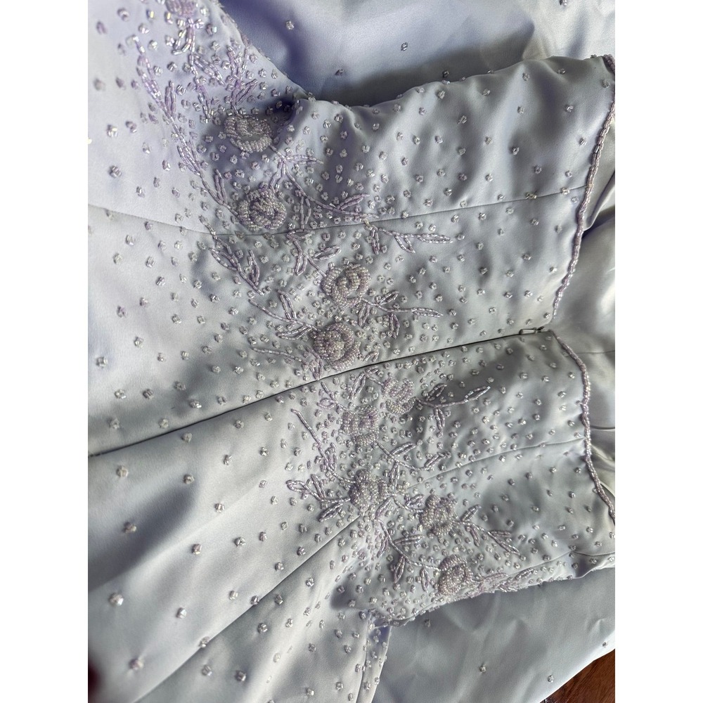 Vintage 2000s Strapless Beaded Embellished Lilac Purple Gown Dress Size 8 - Picture 11 of 12